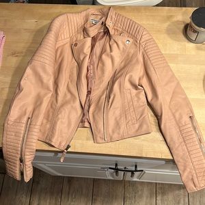 Pink Faux Leather Jacket